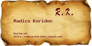 Radics Koridon névjegykártya